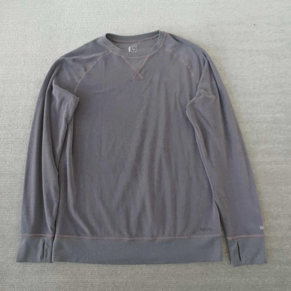 Burton Dryride Baselayer Sweater Men M Gray Crewneck Stretch Snowboarding Skiing